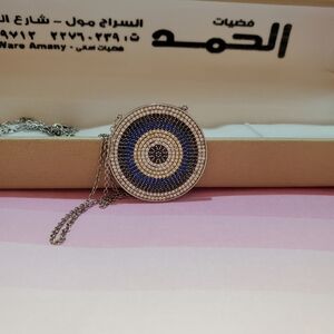 Made in Egypt silver chain W pendant with gemstone White‎ Blue New With Box